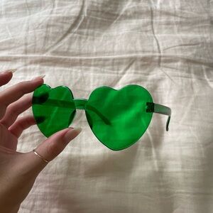 green heart shaped sunglasses